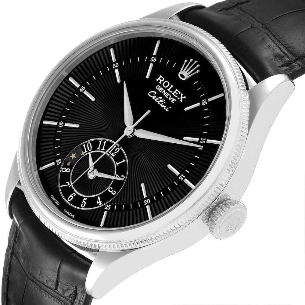 Rolex Cellini Dual Time White Gold Black Dial Automatic Mens Watch 50529 Rolex Cellini Dual Time White Gold Black Dial Automatic Mens Watch 50529