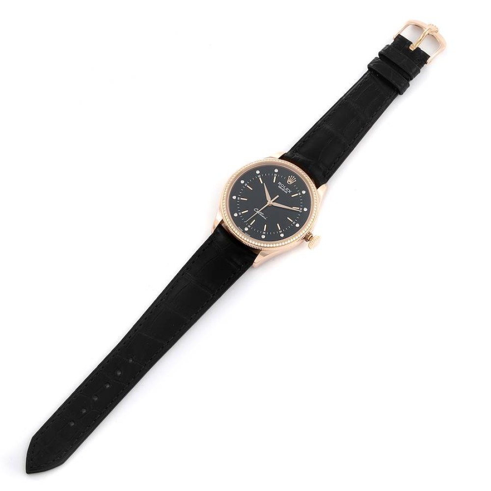 Rolex Cellini Time Rose Gold Black Dial Diamond Mens Watch 50605 Rolex Cellini Time Rose Gold Black Dial Diamond Mens Watch 50605