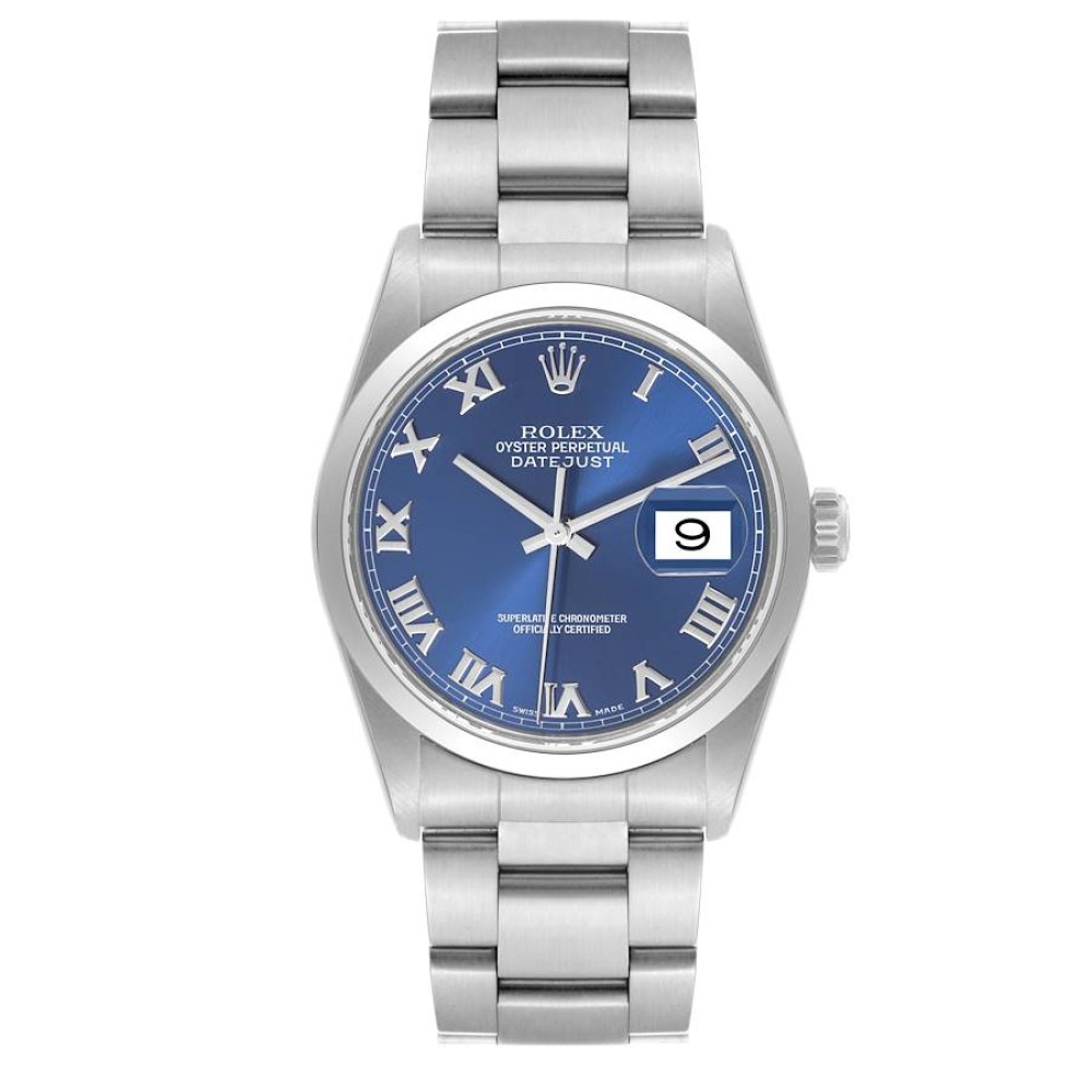 Rolex Datejust Blue Dial Smooth Bezel Steel Mens Watch 16200 Rolex Datejust Blue Dial Smooth Bezel Steel Mens Watch 16200