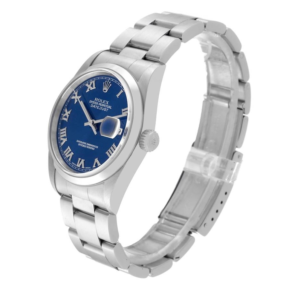 Rolex Datejust Blue Dial Smooth Bezel Steel Mens Watch 16200 Rolex Datejust Blue Dial Smooth Bezel Steel Mens Watch 16200