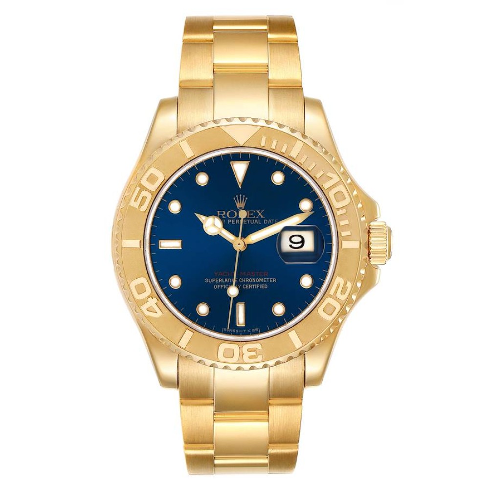 Rolex Yachtmaster 40mm Yellow Gold Blue Dial Mens Watch 16628